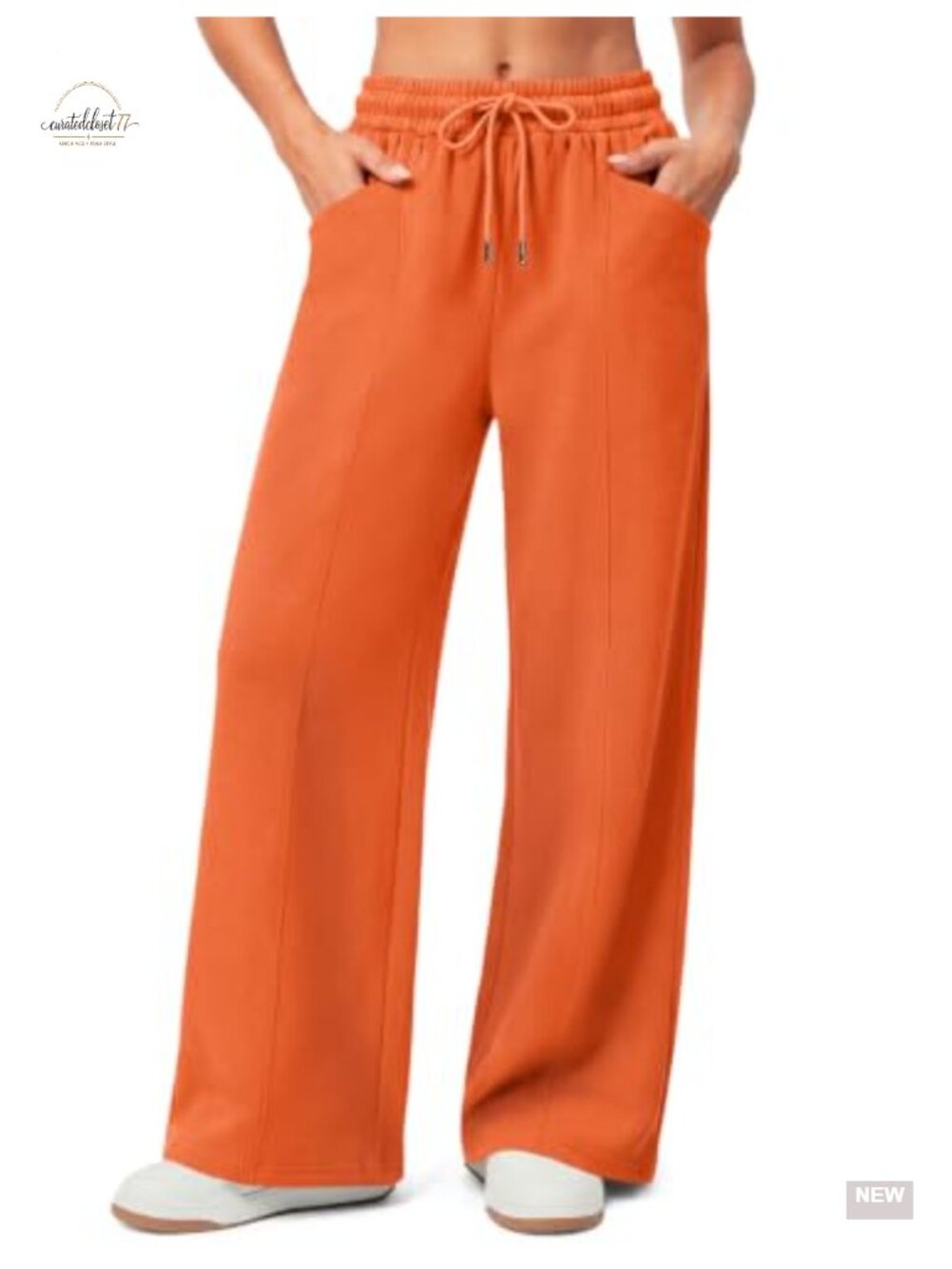 Fleece Lined Wide Leg Sweatpants High Waisted Pull On Drawstring Pockets